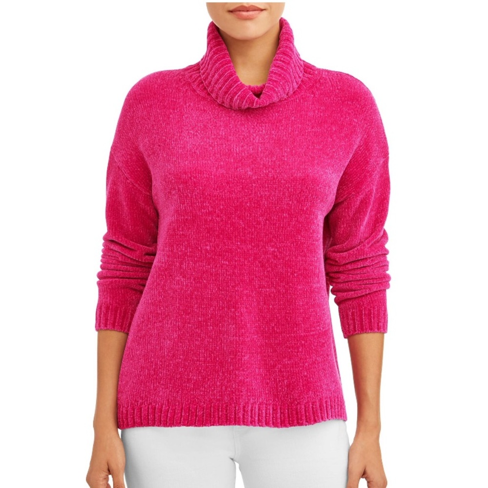NWT Pink Turtleneck Sweater Chenille Size: L